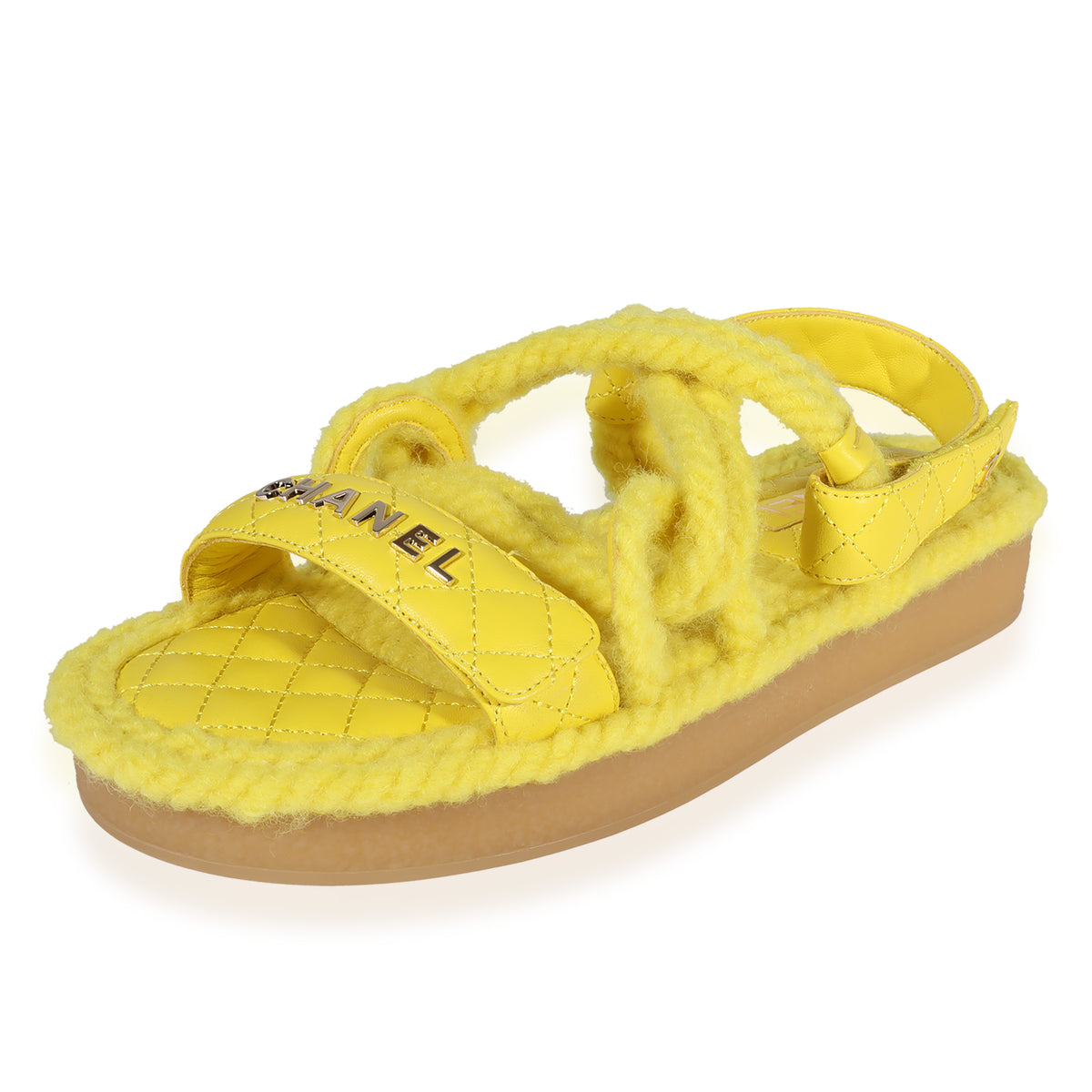 Chanel Cord & Lambskin Sandal 'Yellow' | myGemma | DE | Item #123049