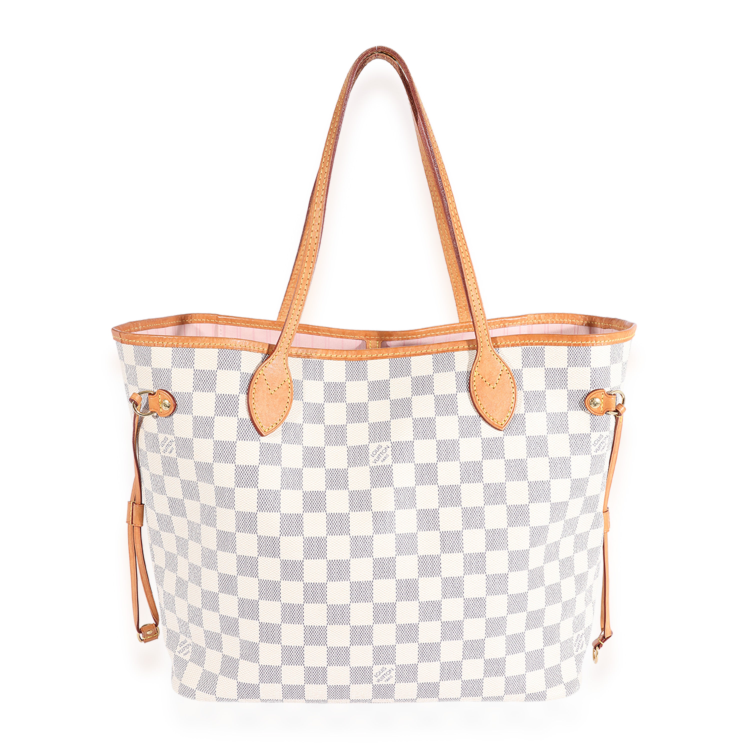 LOUIS VUITTON Neverfull MM Damier Azur Tote Bag White- 10% OFF