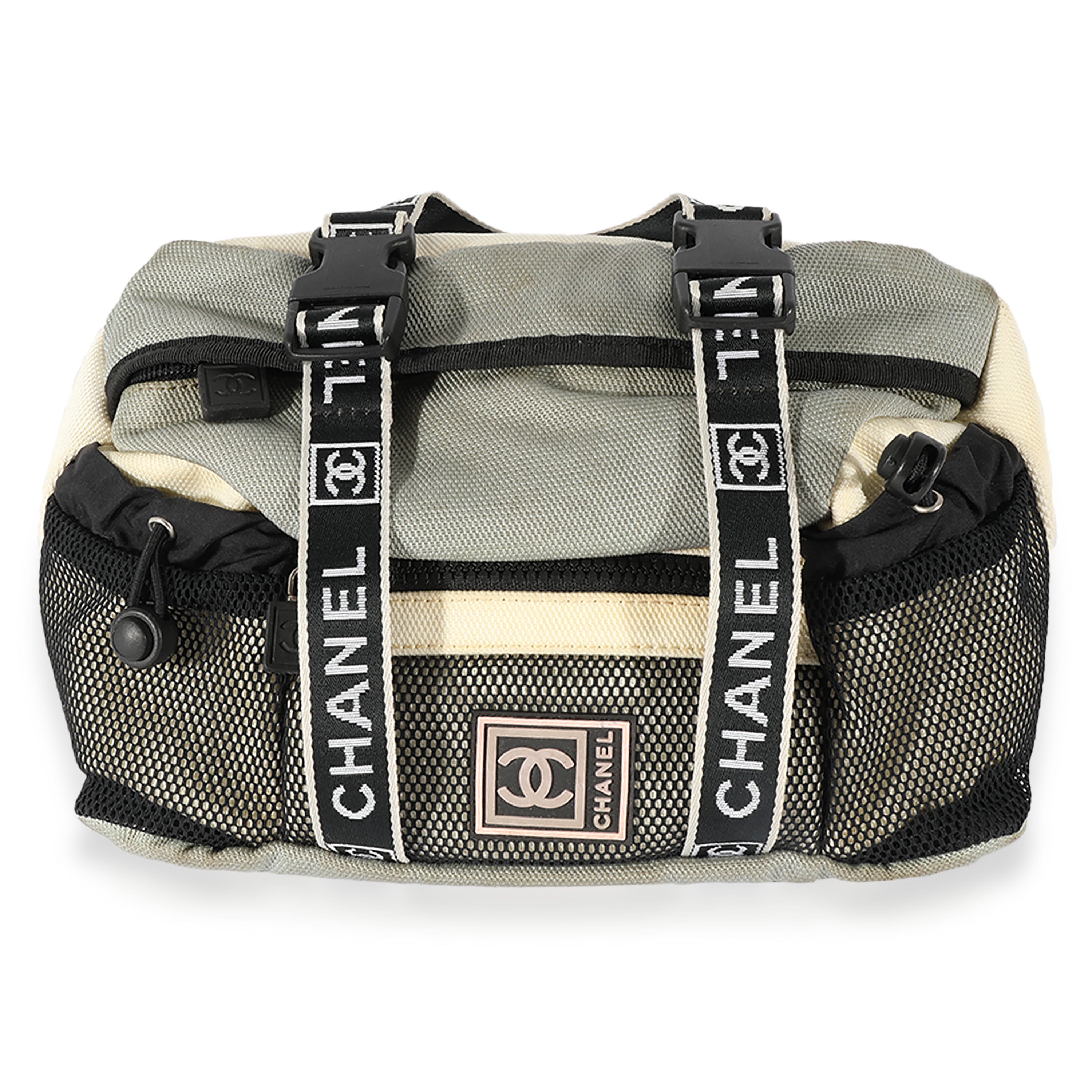 Chanel Sport Cream & Gray Nylon and Mesh Waist Bag