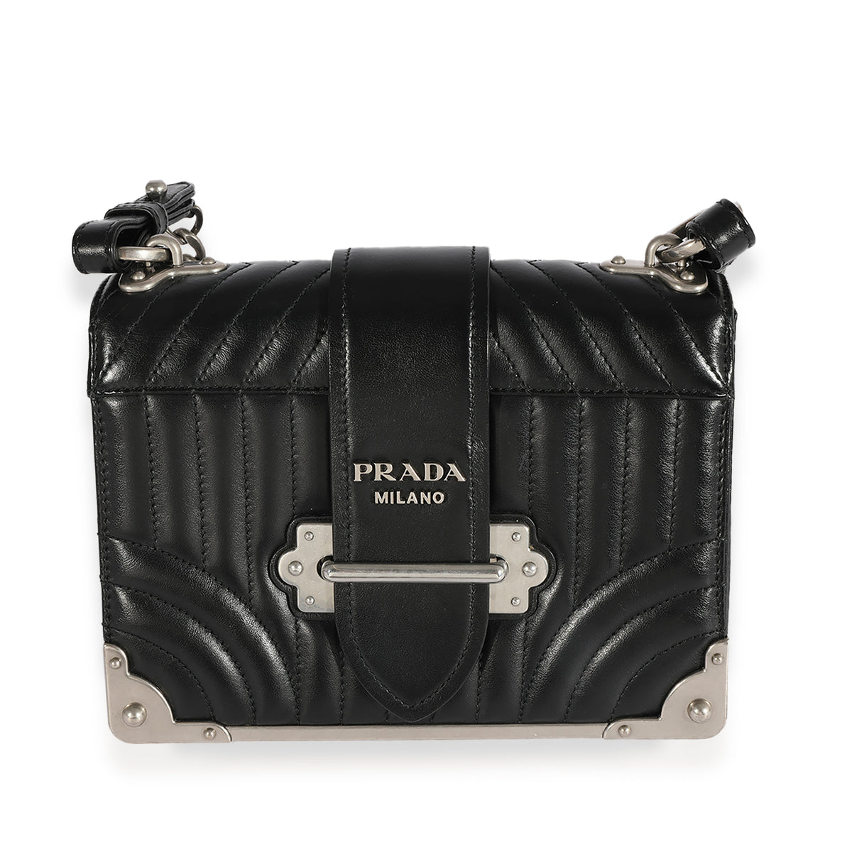Black Prada Soft Calfskin Impunture Diagramme Cahier Crossbody Bag |  myGemma | NZ | Item #124844