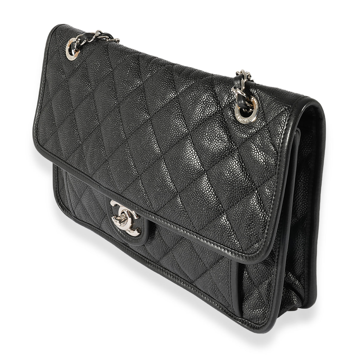 Chanel Black Quilted Caviar Large French Riviera Flap Bag | myGemma | FR |  Item #125106