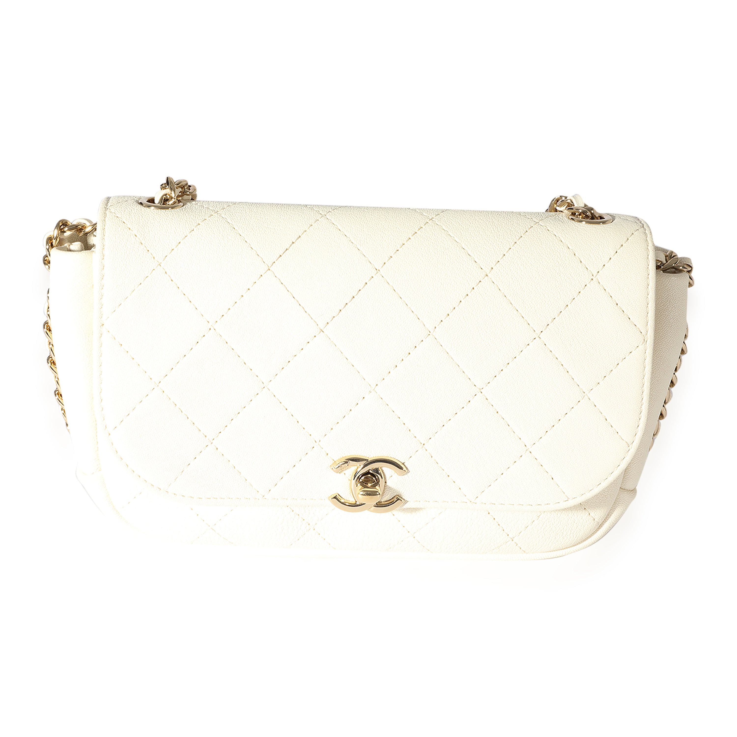 Chanel Quilted CC Top Handle Flap White Calfskin Aged Gold Hardware – Coco  Approved Studio