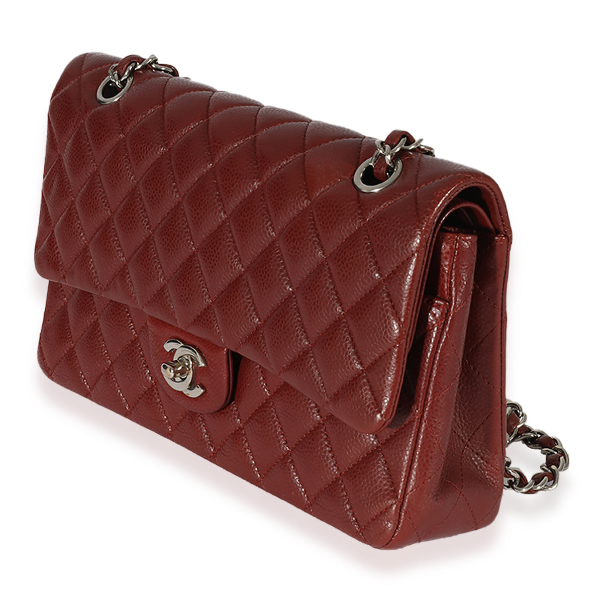 Chanel Top Handle Mini Rectangular Flap Bag Burgundy Lambskin Gold Har   Coco Approved Studio