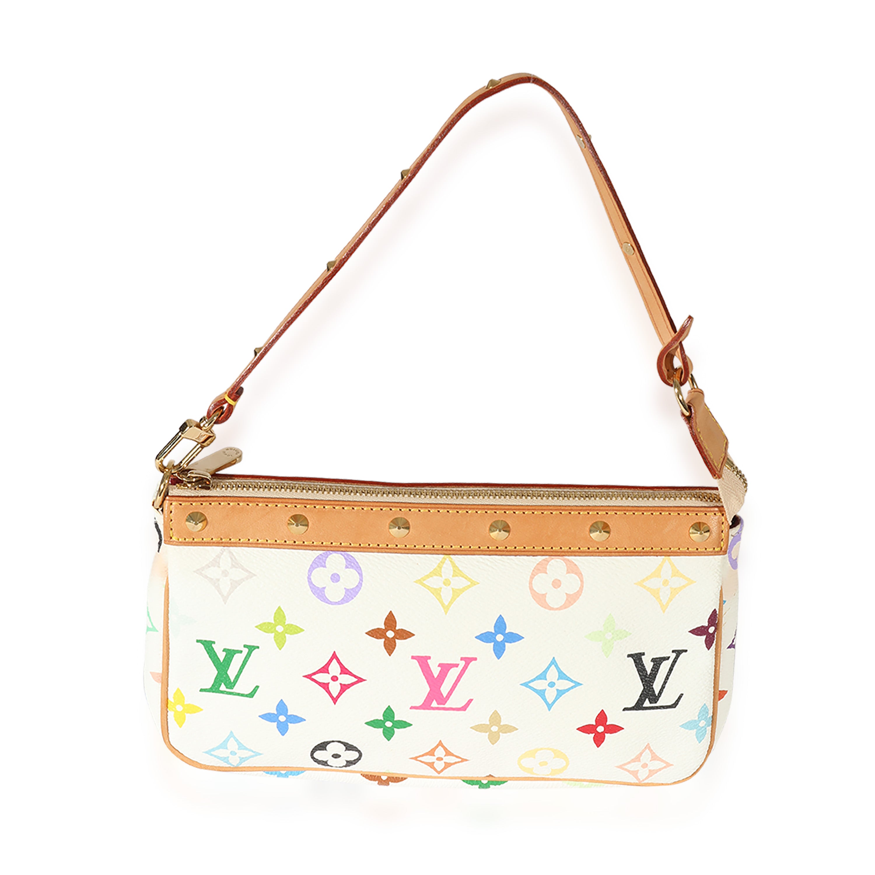 Louis Vuitton Vintage White Monogram Multicolor Fringe Pochette Accessories, myGemma, SG