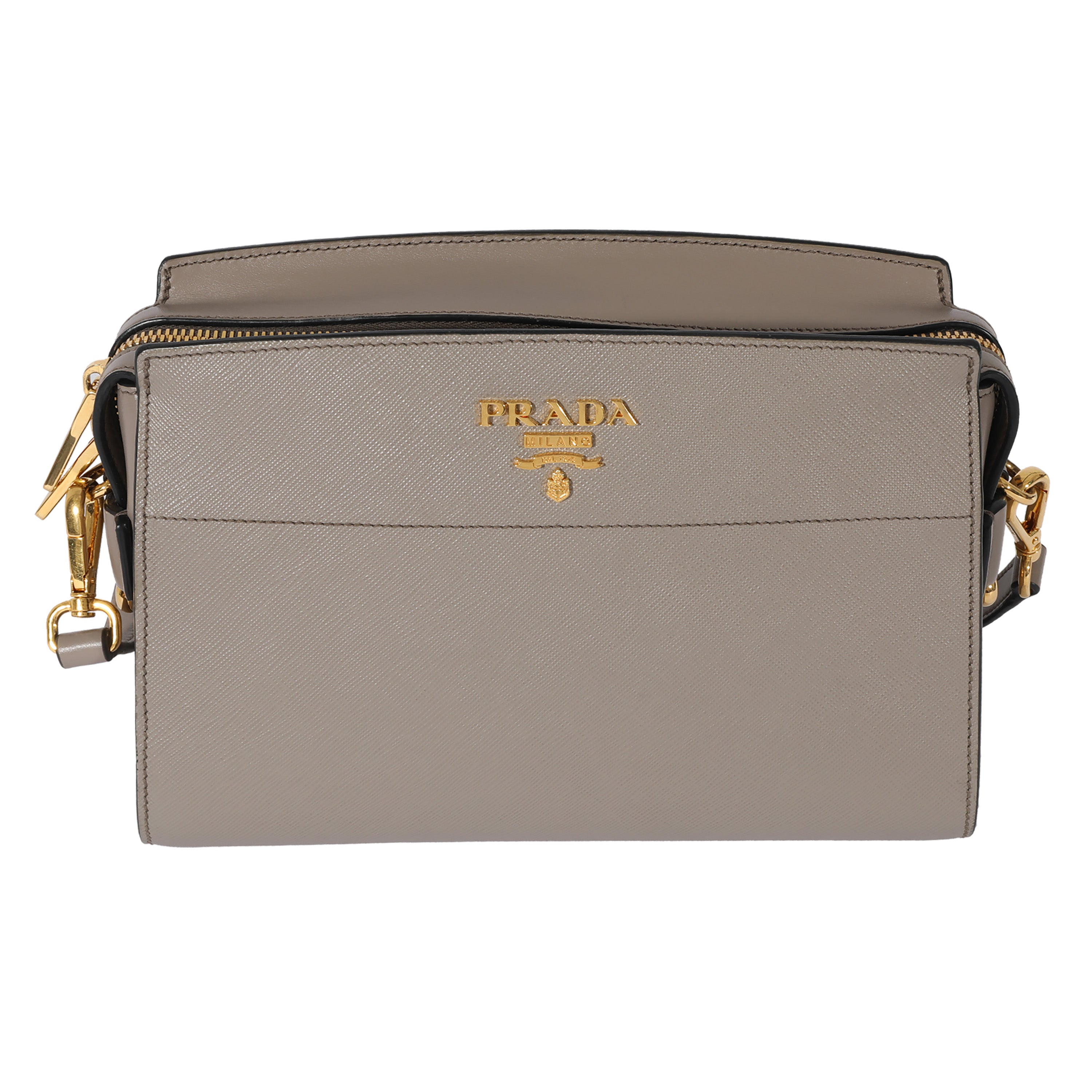Prada Saffiano City Grey Calfskin Crossbody Bag | myGemma | QA | Item  #127908