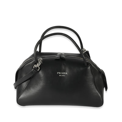Prada Black Crystal-Embellished Patent Saffiano Leather Mini Camera Bag, myGemma