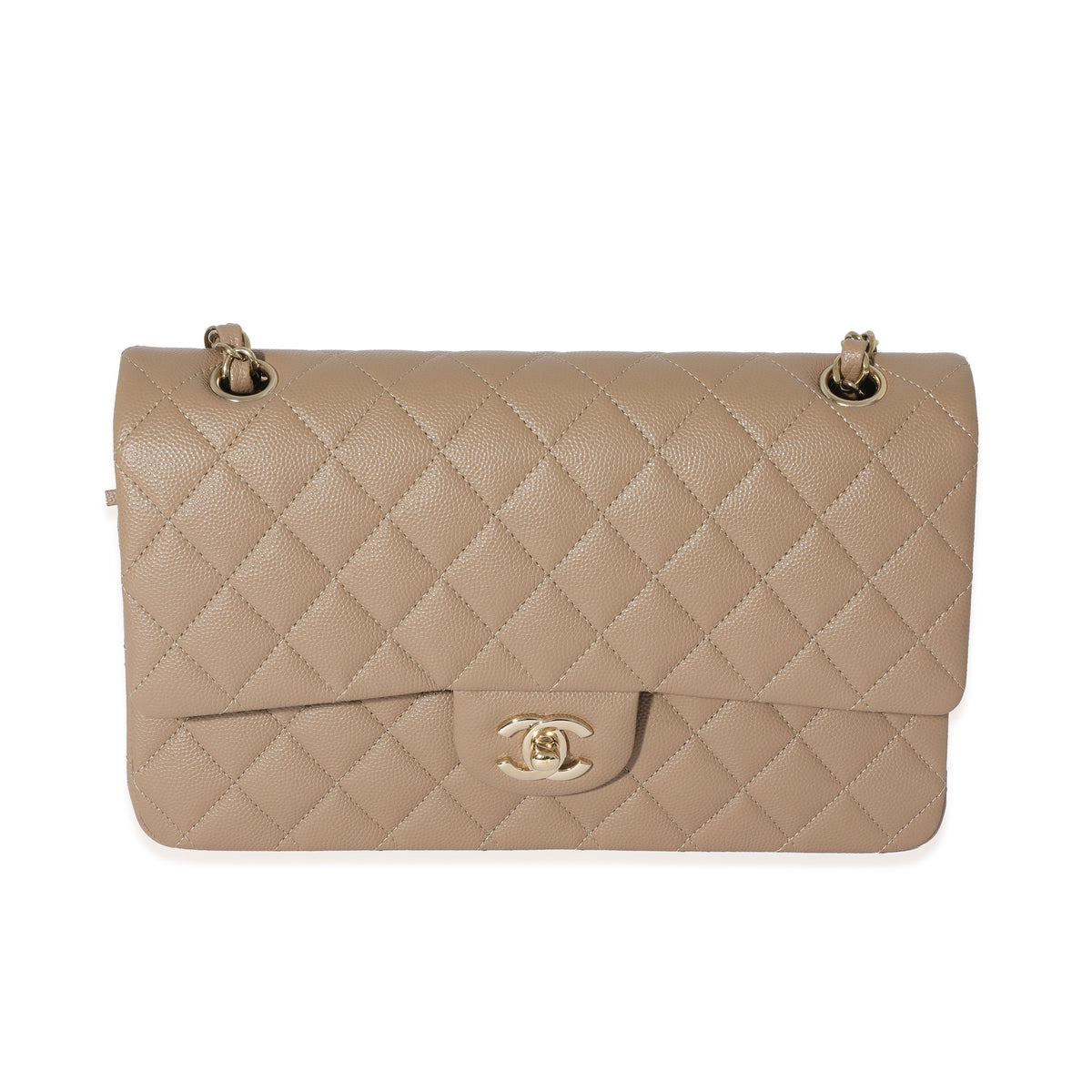Chanel 22A Dark Beige Caviar Medium Classic Double Flap Bag | myGemma |  Item #129034