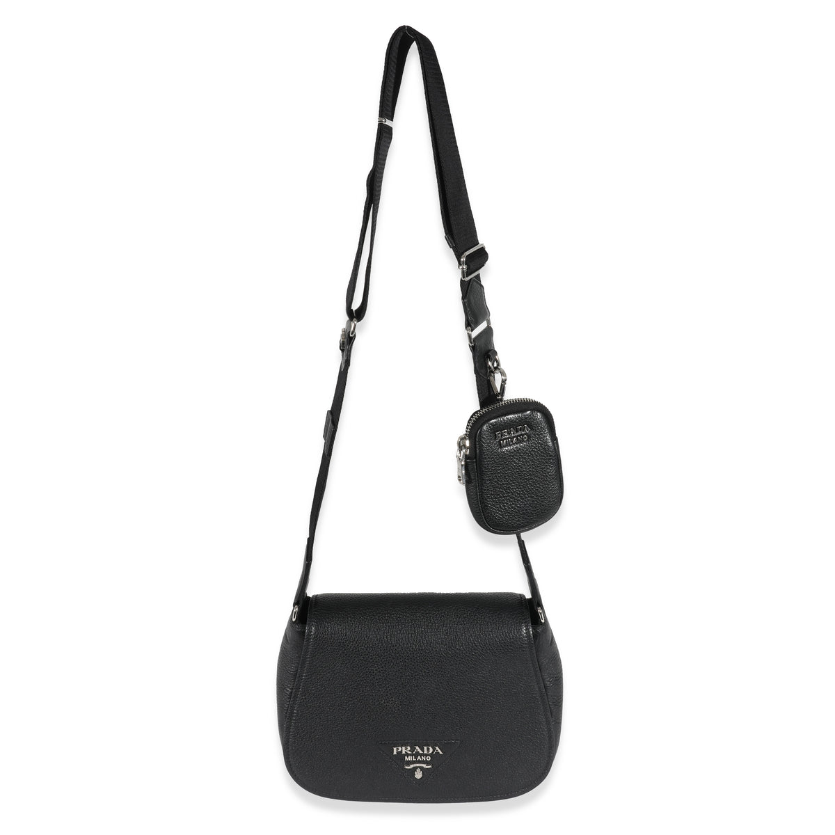 Prada Vitello Daino Flap Logo Crossbody Bag | myGemma | FR | Item #130678