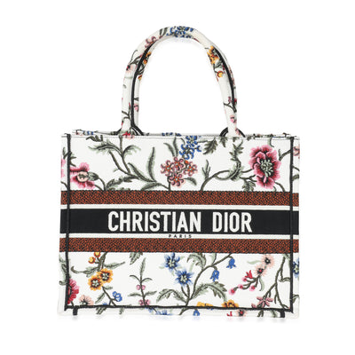 Dior Pink/White Embroidered Canvas D-Stripe Book Tote Dior