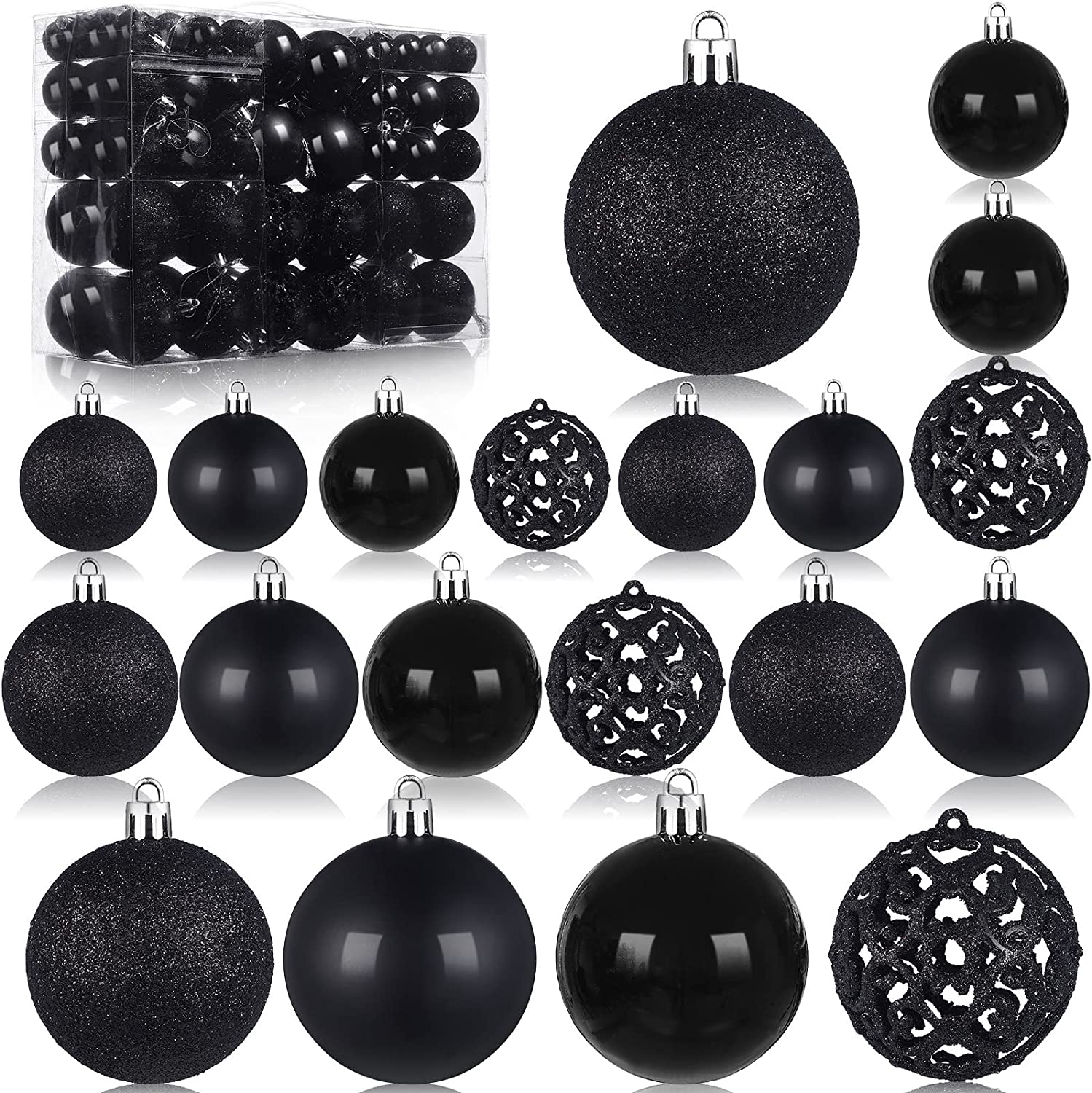 100 Pcs Black Christmas Ball Ornaments Christmas Tree Decoration