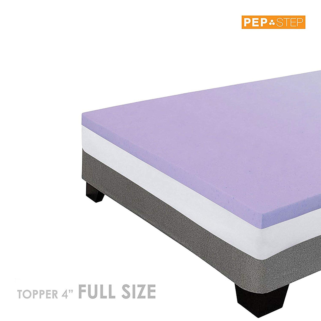 Pep Step Lavender Infused Cooling Gel Memory Foam Mattress Topper 4 In Inpicnic