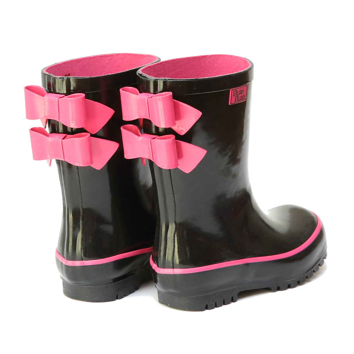 pink rain boots with bow