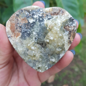 Septarian heart with Calcite  Druzy