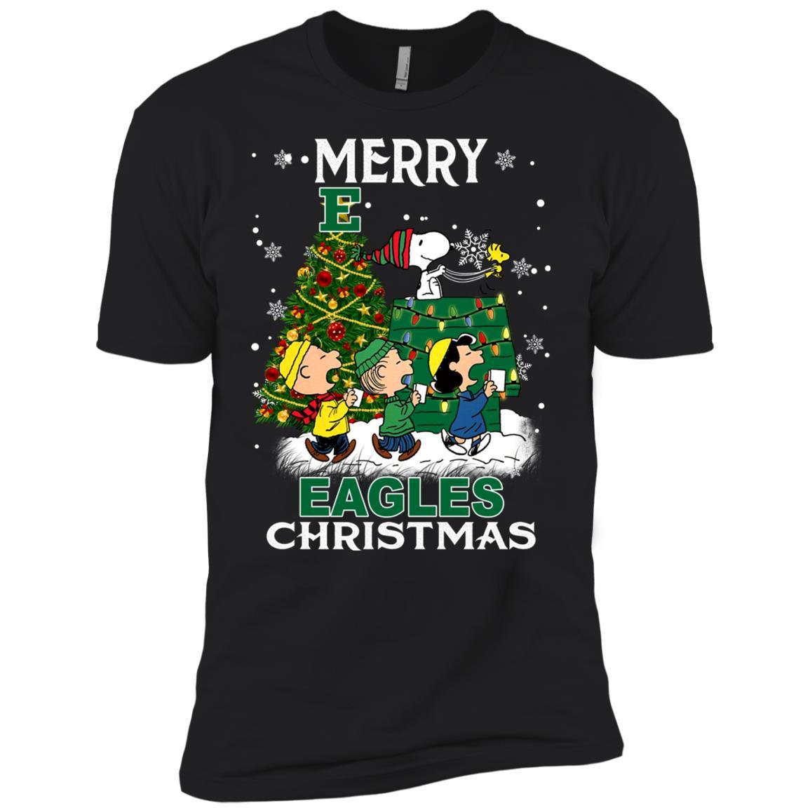 Eastern Michigan Eagles Snoopy And Friends Merry Christmas T Shirt