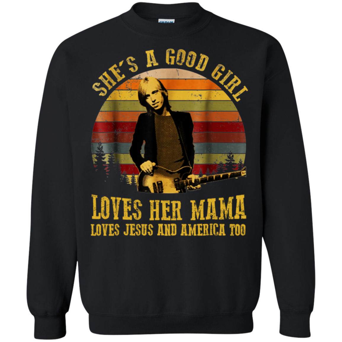 Good Girl Love Her Mama Jesus And America Shirt G180 Crewneck Pullover 8 Oz.