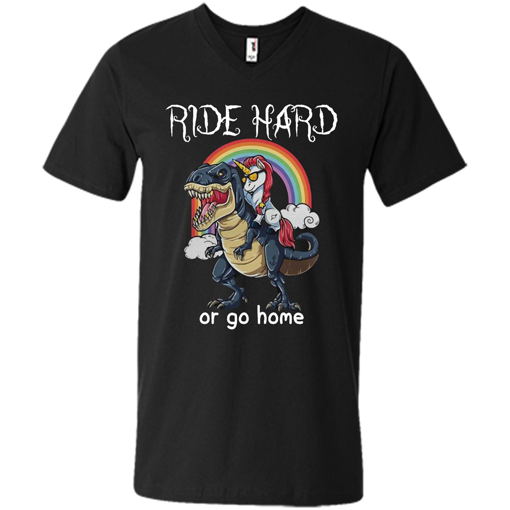 Dinosaurs Unicorn Ride Hard Or Go Home - Canvas Unisex Shirt