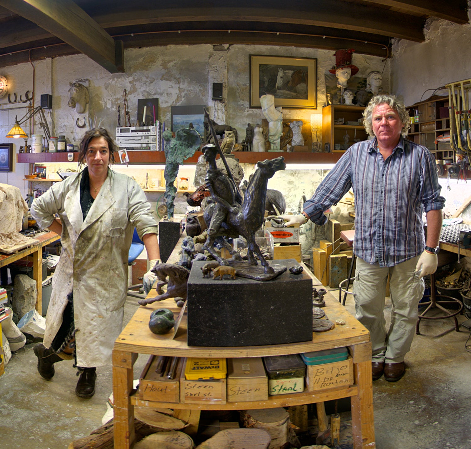 The (close) Encounters Project - Part 07 - Ron & Nathalie - Bronzefoundry & ArtGallery De Paardenstal - The Horse Stable - HDR Panorama portrait  - Close