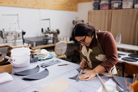 simétrie founder and designer, simone, in our Brunswick atelier making small batch production