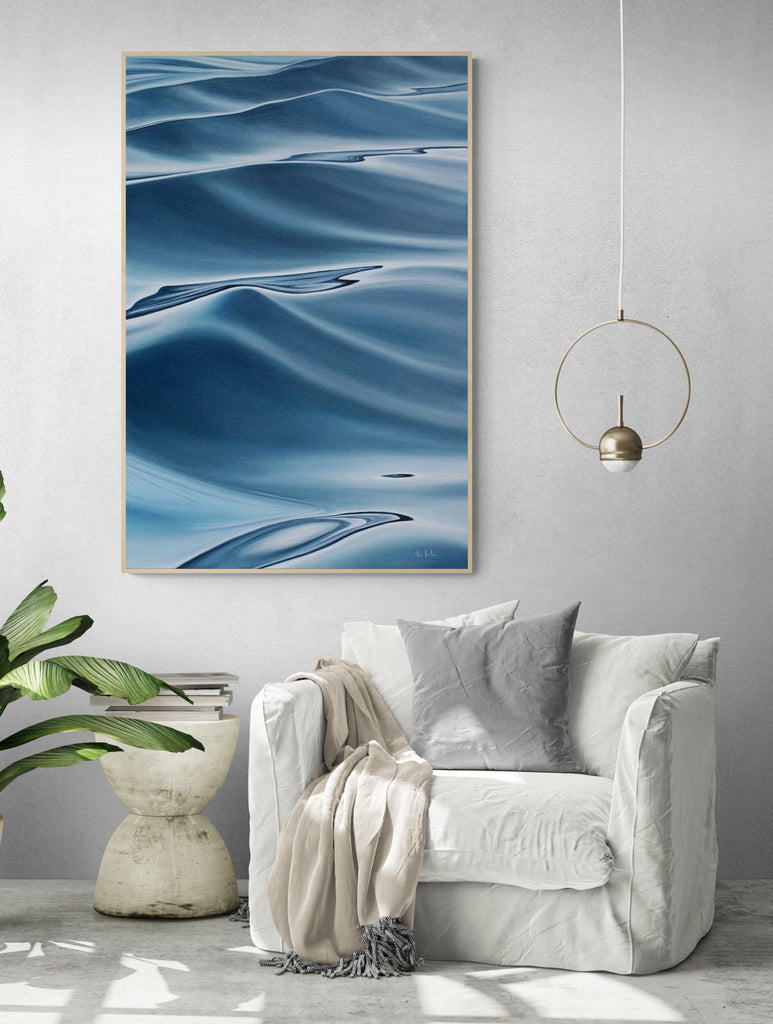 Interiors art water blue smooth calming peaceful clean lines