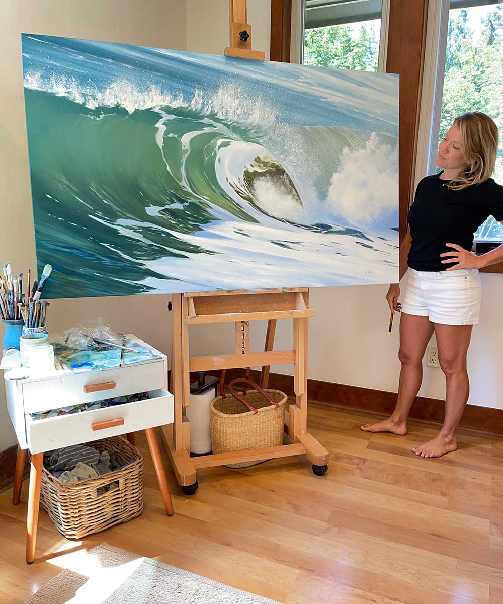 Ocean artist oil painting wave surf artwork fine art