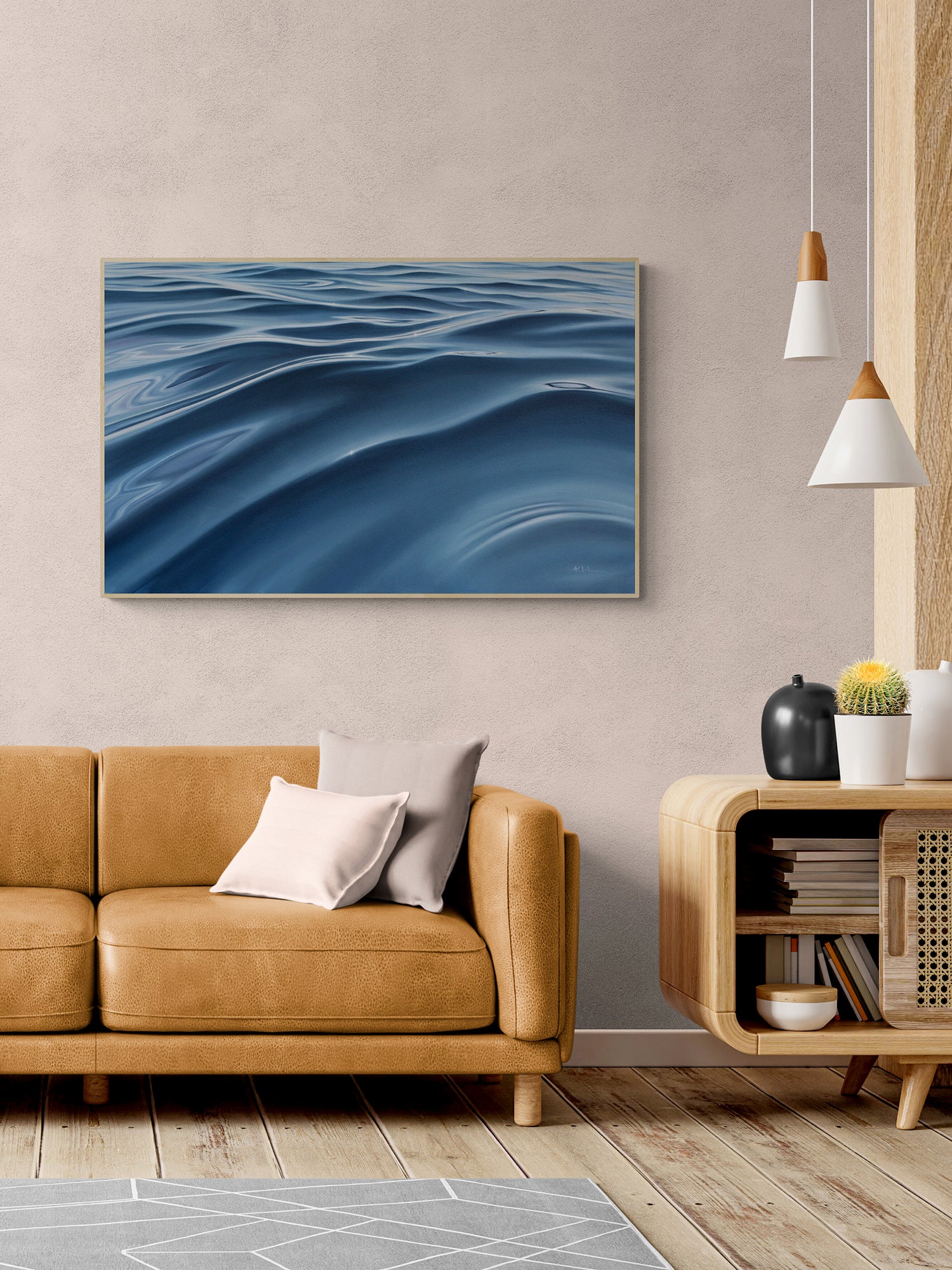 Calming Blue Ocean Surface Oil Painting