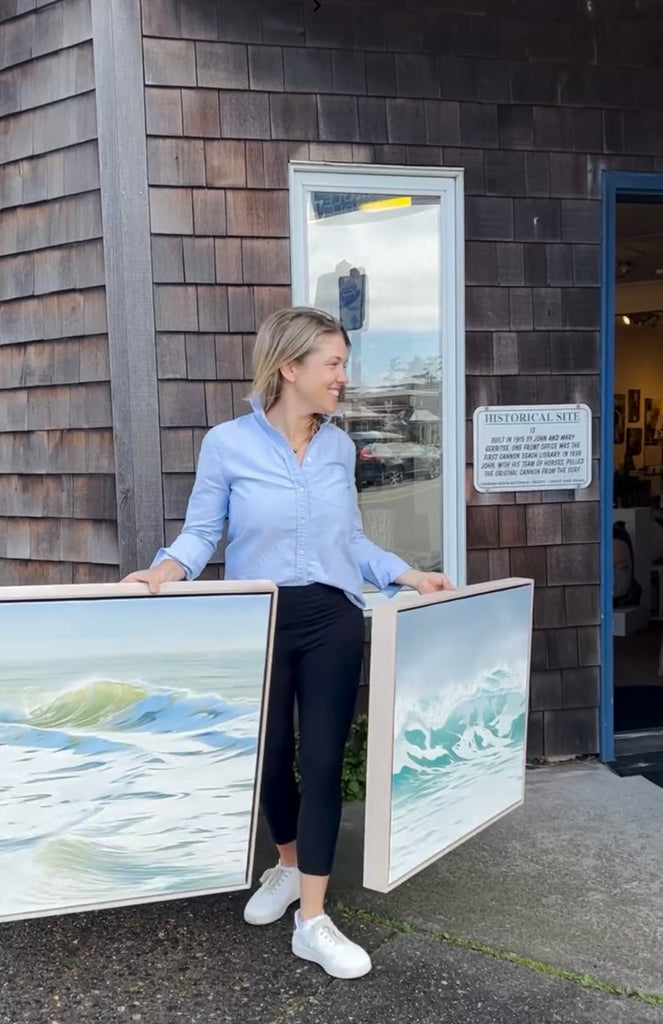 Ocean artist and wave painter Julie Kluh in Cannon Beach