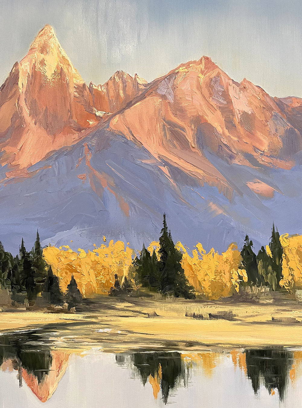 Teton Mountain Range Art Oil Painting