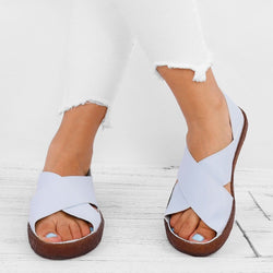 Casual Faux Leather Comfort Peep Toe Sandals Jullymart