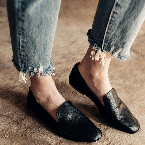 jullymart casual solid color bow flat loafers