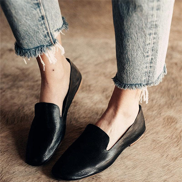 jullymart casual solid color bow flat loafers