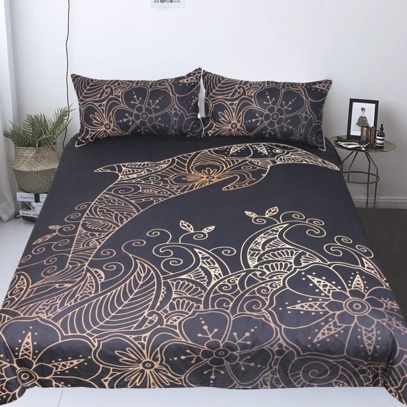 Golden Dolphin Duvet Cover Set Bedroom Blitz More