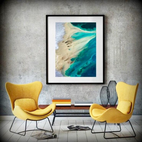 Teal Blue Turquoise Sea Green And Sand Abstract Beach Wave Wall Art Ca Pebble Leaf Home