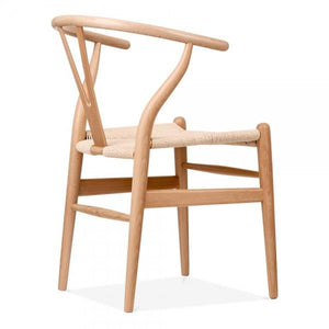 The Danish Y Wishbone Rattan Style Wooden Chair Pebble Leaf Home