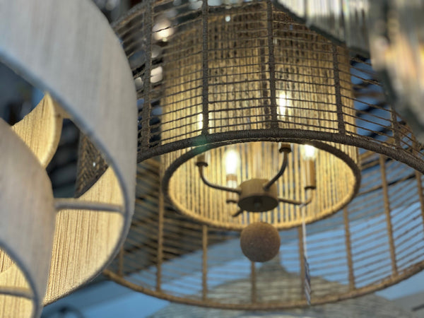 Organic Woven Style Chandelier showcased at Lamps Expo's Lighting Store & Showroom in Los Angeles