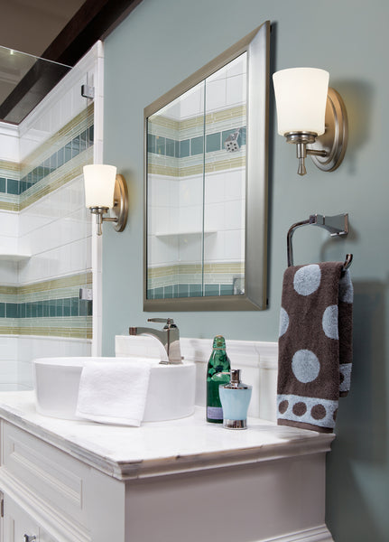 Vanity Mirror with Two Sconces on each side for proper Bathroom Task Lighting