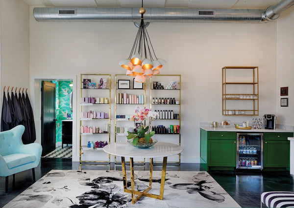 Contemporary style Pendant Lighting showcased in a Salon's Lobby.