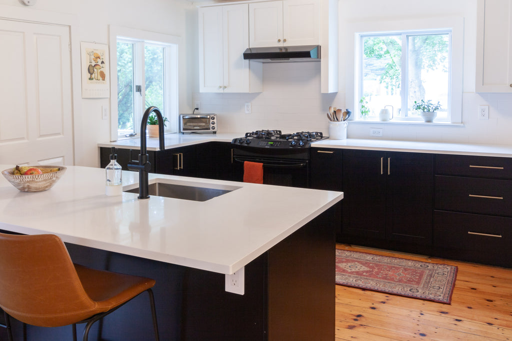 Medallion, Black Base Cabinetry White Wall Cabinetry