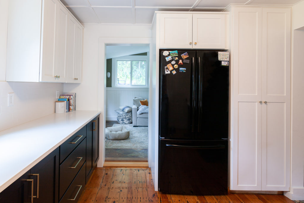 Medallion, Black Base Cabinetry White Wall Cabinetry