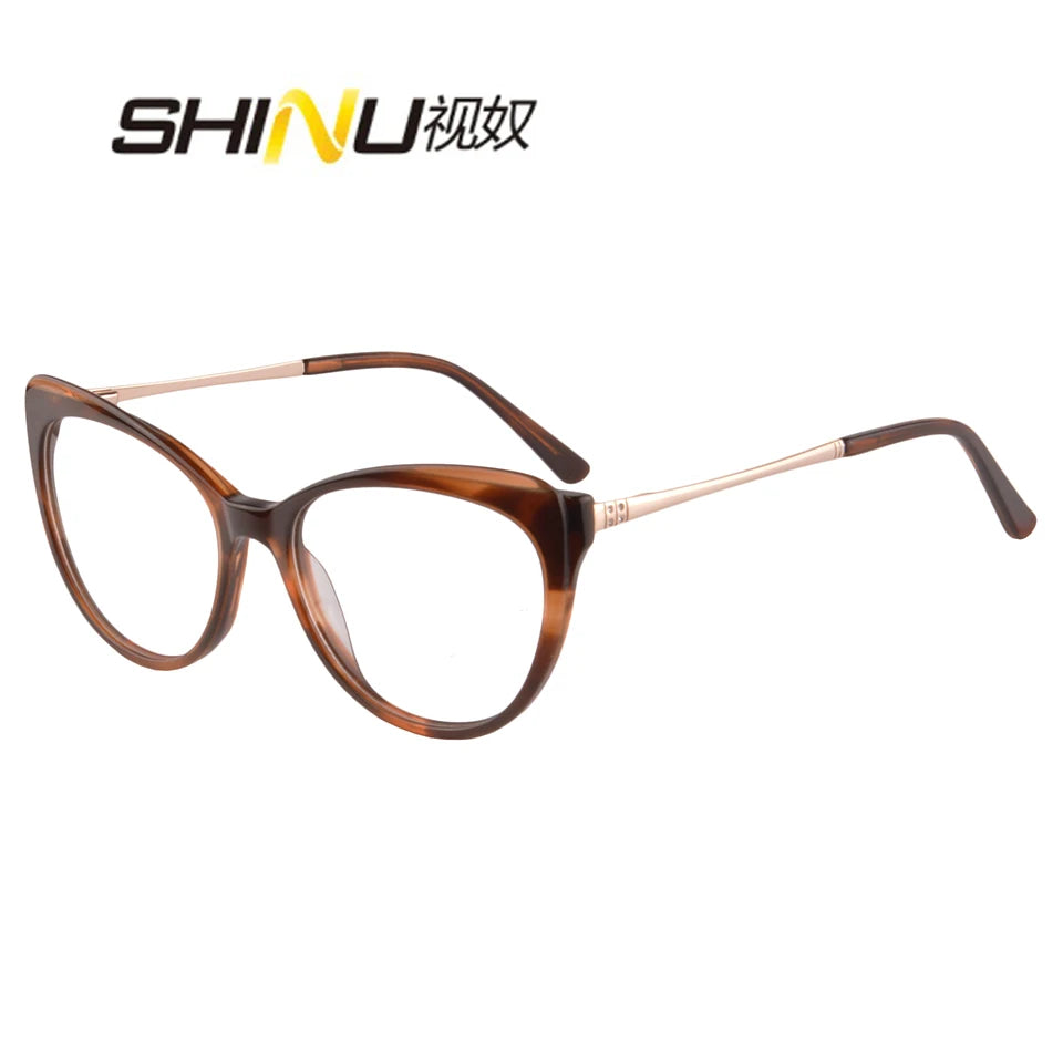 SHINU brand Women glasses acetate frame Freeform multifocal reading glasses  single vision  prescription glasses customized  395