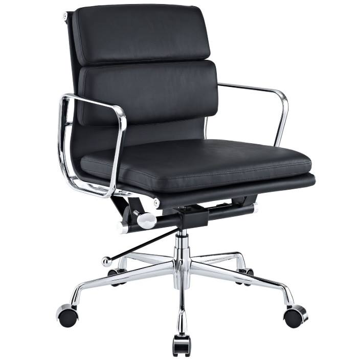 Eames Softpad Office Chair Black Leather Replica Low Back