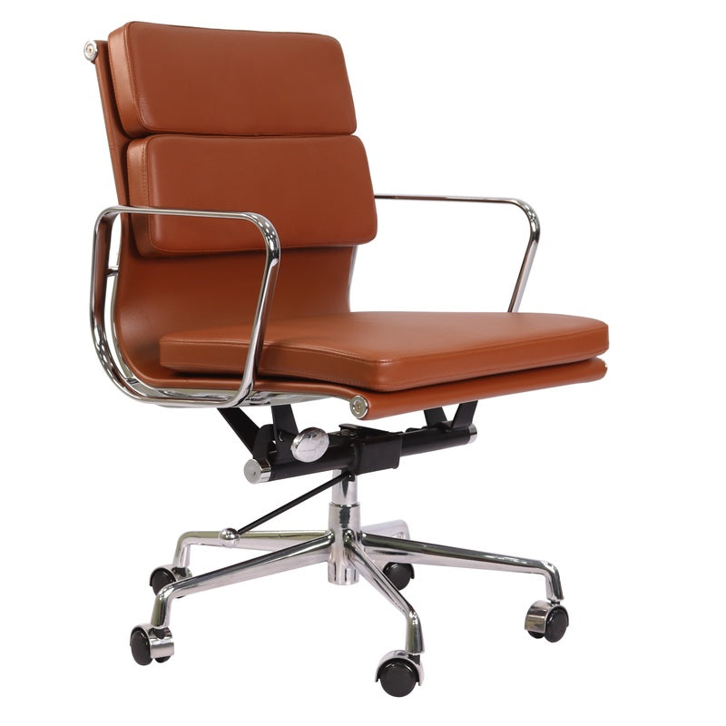 Eames Softpad Office Chair Tan Brown Leather - Replica - Low back