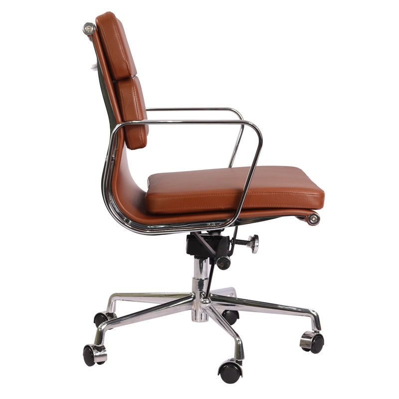 Eames Softpad Office Chair Tan Brown Leather - Replica - Low back