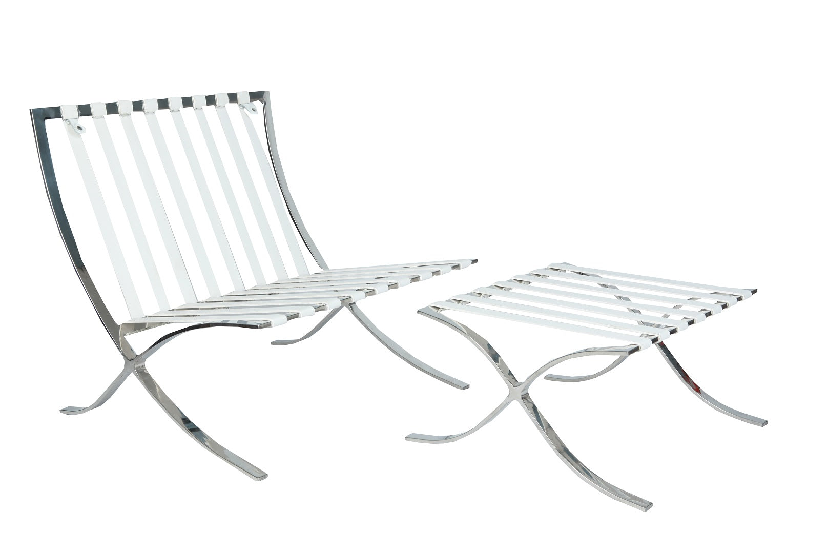 Premium Barcelona Chair and Ottoman White - Mies Van Der ...
