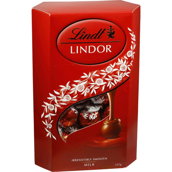 Lindt Lindor Chocolate Balls Cornet Milk 337g Box Aussielk 3249