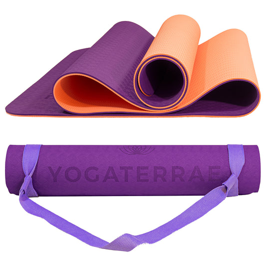 Tapis de yoga antidérapant épais écologique TPE turquoise corail –  YOGATERRAE