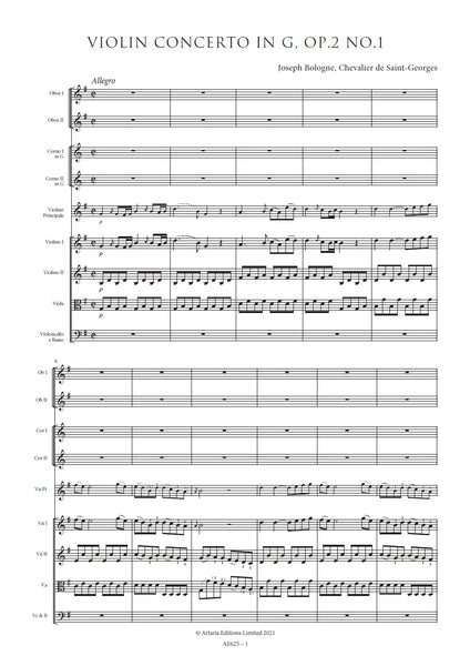 Violin Concerto in G major, Op.2 No.1 (AE625)