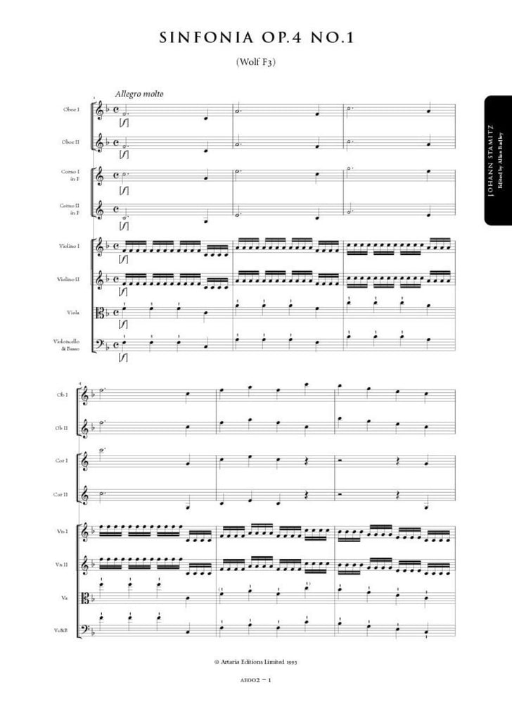 Johann Stamitz Symphony In F Major Op 4 No 1 Sheet Music