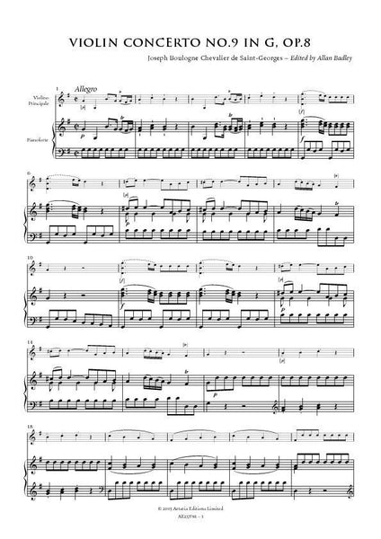 Violin Concerto No.9 in G, Op. 8 [Study Edition] (AE237/SE)
