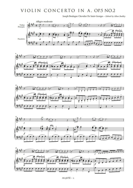 Violin Concerto in A major, Op. 5, No. 2 [Study Edition] (AE238/SE)