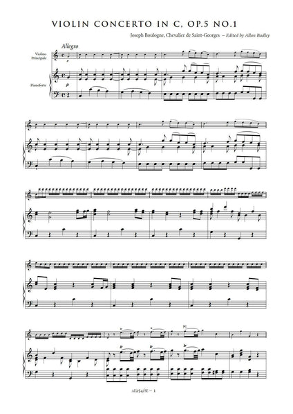 Violin Concerto in C major, Op. 5, No. 1 [Study Edition] (AE254/SE)
